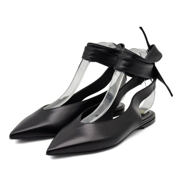 Burberry Howe Leather Slingback Ballet Flats Shoes in Black IT 38.5 US 8.5 $680 - Picture 2 of 8